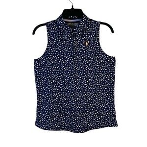 NEW Belyn Key Womens S Sleeveless Golf Polo Shirt Blue Primland Logo $140 Retail